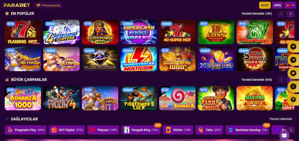 Parabet casino ve oyun seçenekleri
