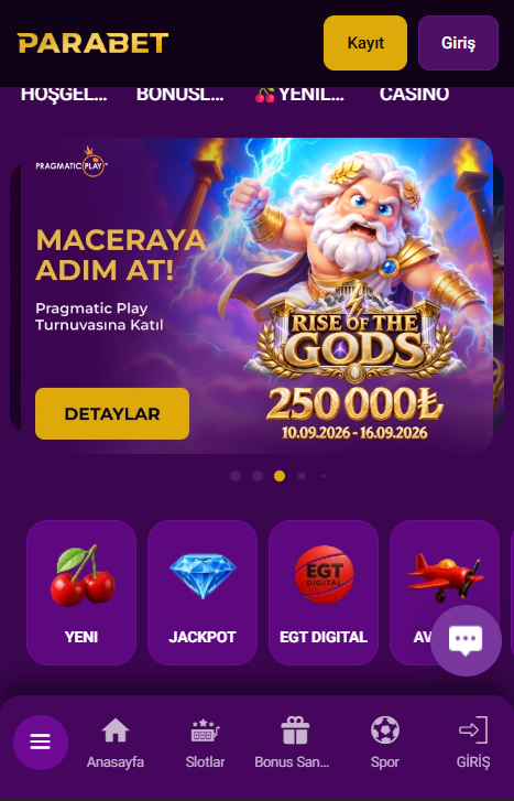 Parabet mobil kullanım görünümü